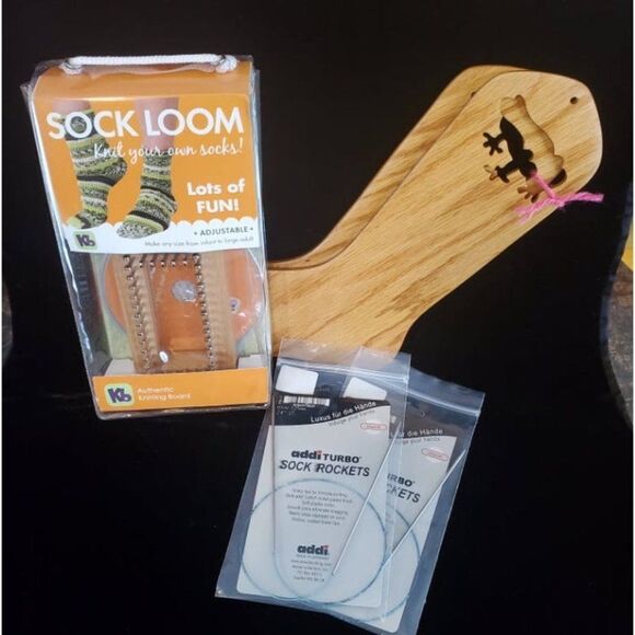 Kb Sock Loom AddiTurbo Sock Rocket Needles Wooden Sock Stretchers Frog Cut Outs - Picture 1 of 5